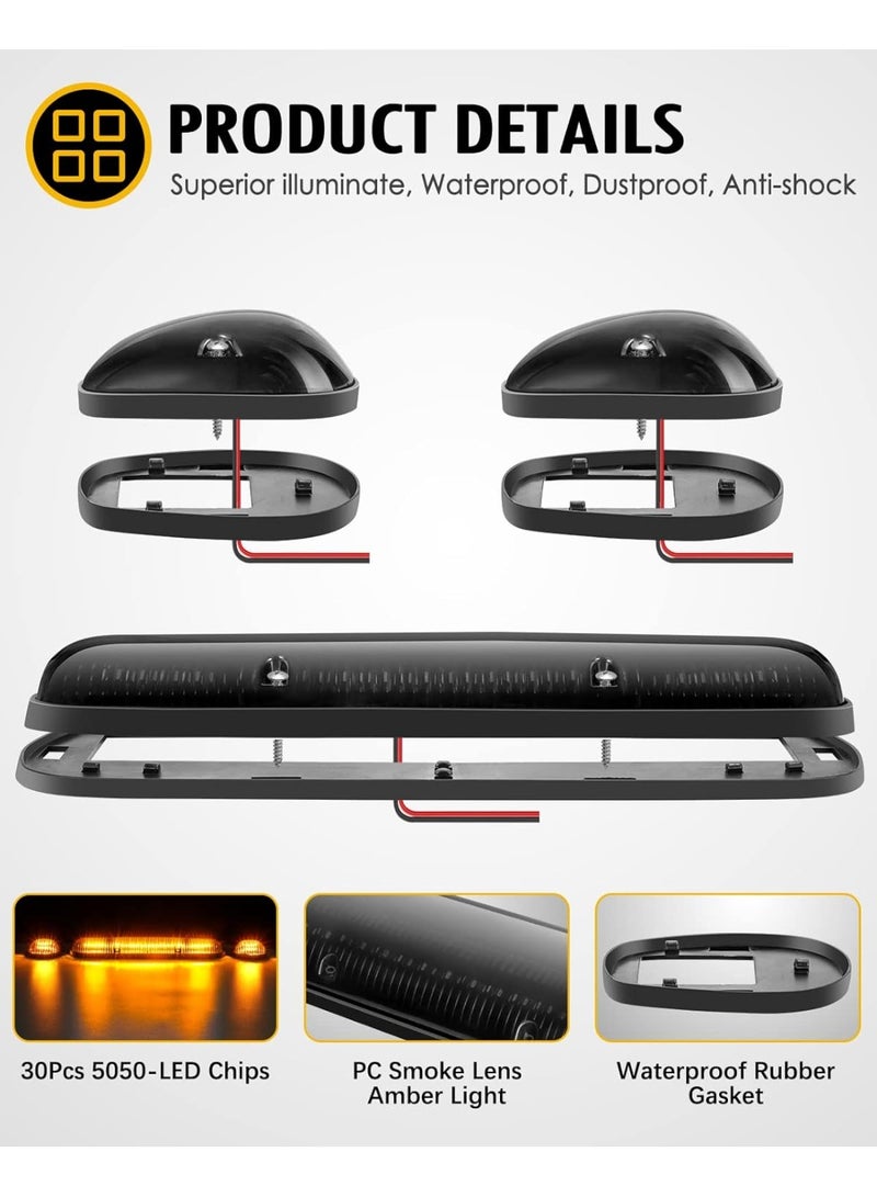 3PCS 30LED كابينة علامة السقف تشغيل أضواء الجمعية متوافقة مع سيلفرادو / سييرا 1500 1500HD 2500 2500HD 3500 2002-2007 أضواء الشاحنات + حزمة الأسلاك - Image 4